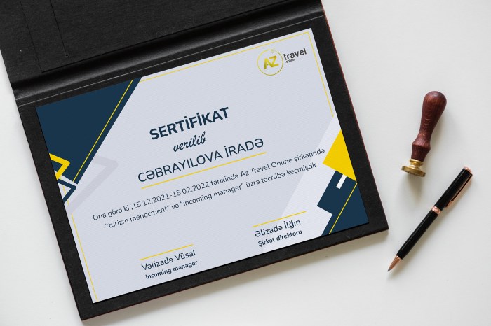 Tourism certificate online